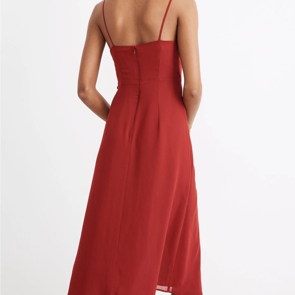 NWT Madewell Red Slip Midi Dress with Slit - Picture 3 of 7